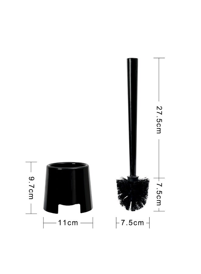 Toilet Bowl Brush Holder Set: Bathroom Deep Cleaning Toilet Cleaner Scrubber Under Rim with Curved Bristle for Dead Corner Clean - Hidden Modern Rv Toilet Decorative Accessories with Caddy - Black - Image 3